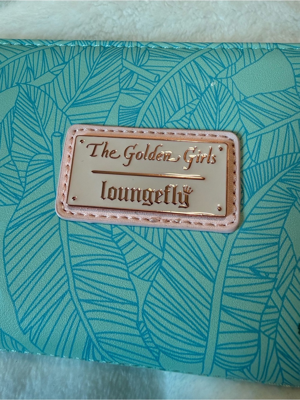 NWOT Loungefly Golden Girls Aqua Embroidered Zip Wallet with Pink Roses - Picture 2 of 11